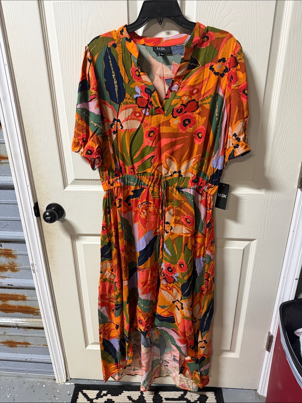 MSK Orange Floral Midi Dress